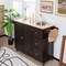 Wooden Kitchen Island Trolley with Storage Cabinet and Drop Leaf